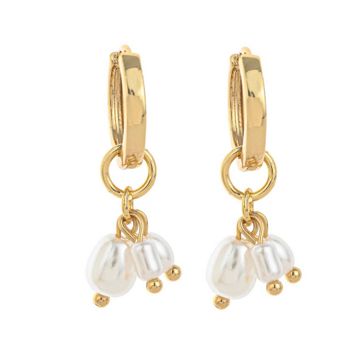 Irregular Pearl Design Trendy 18K Gold Earrings
