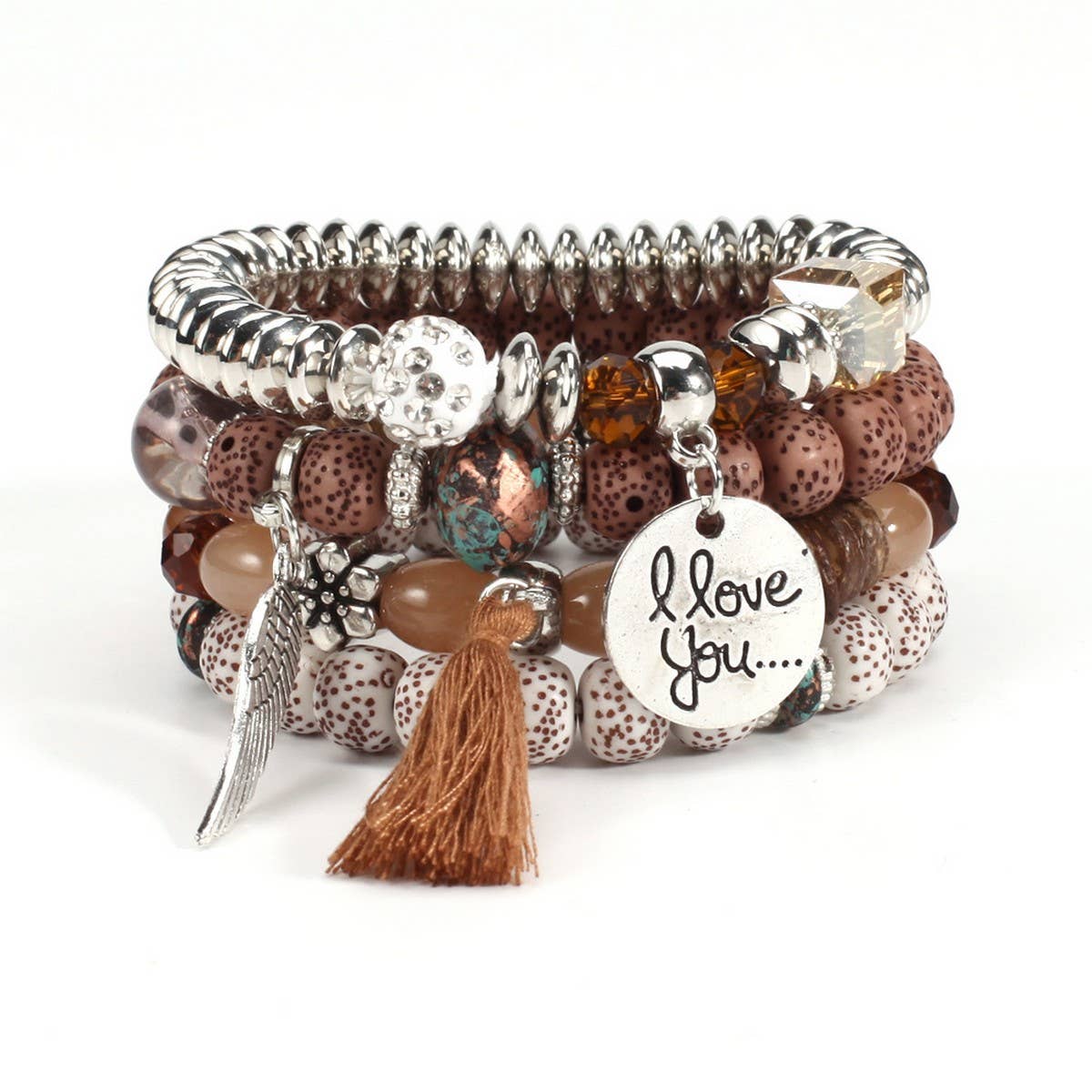 CWMM10449_BOHO WING CHARM MULTI LAYER BUDDHA BEAD BRACELET