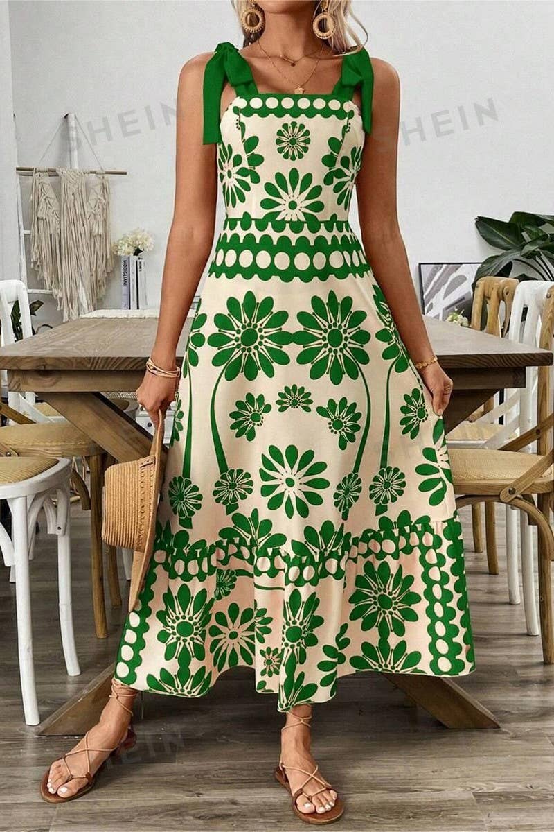 CWDMD5778_FLORAL PRINT STRAP WAIST HOLIDAY DRESS