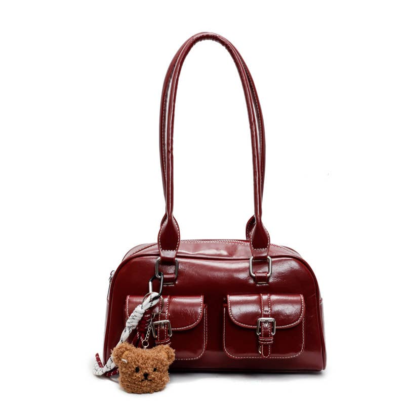 Fashionable color-blocking single-shoulder bag