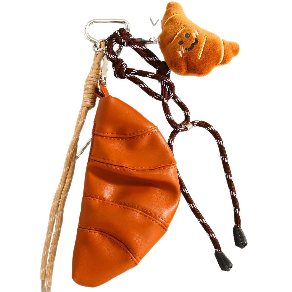 Vintage Croissant Coin Purse Keychain Charm