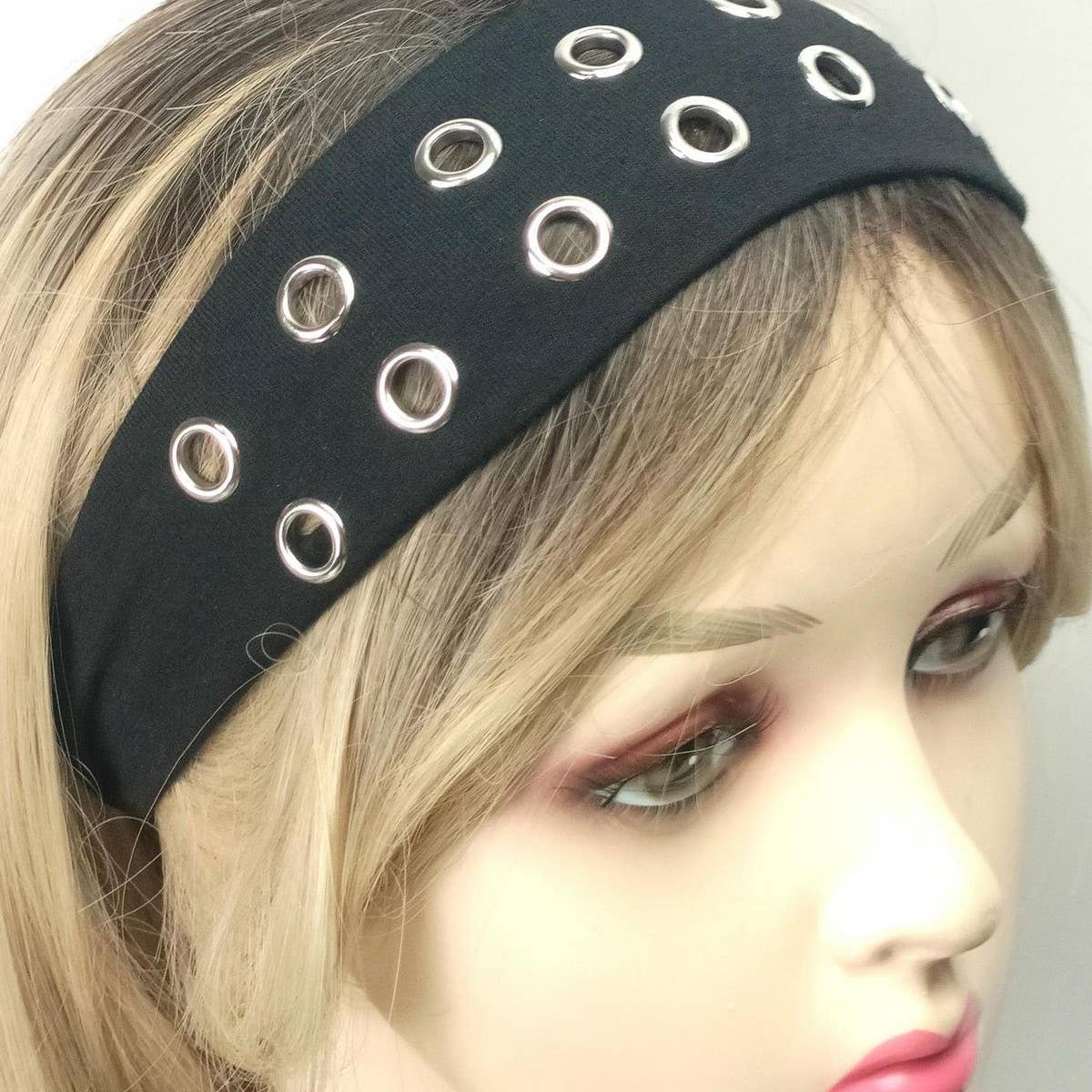 Elastic Fabric With Eyelets Punk Headwrap