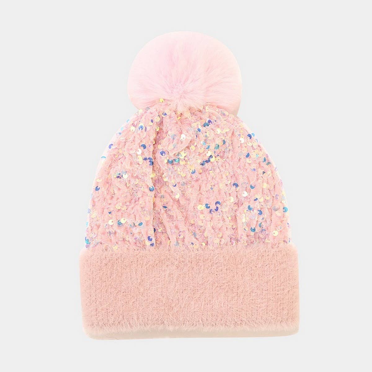 AUTUMN AND WINTER SEQUINED PLUSH KNITTED HAT_CWAH2146