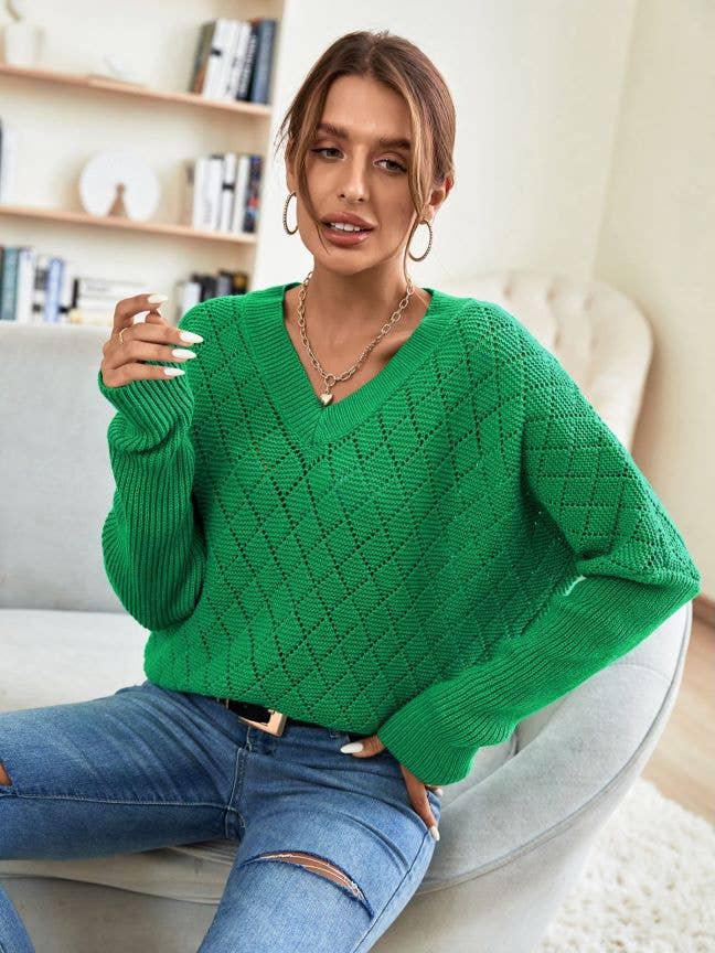 Simple solid-color knitted loose casual sweater