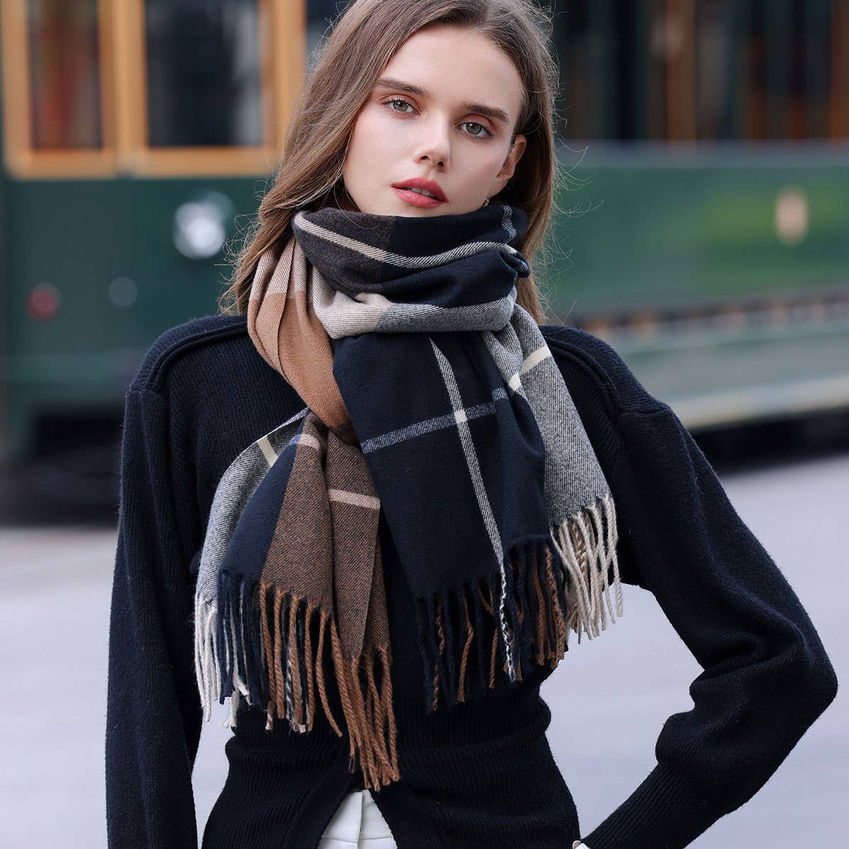 Dopamine color matching cashmere scarf - warm