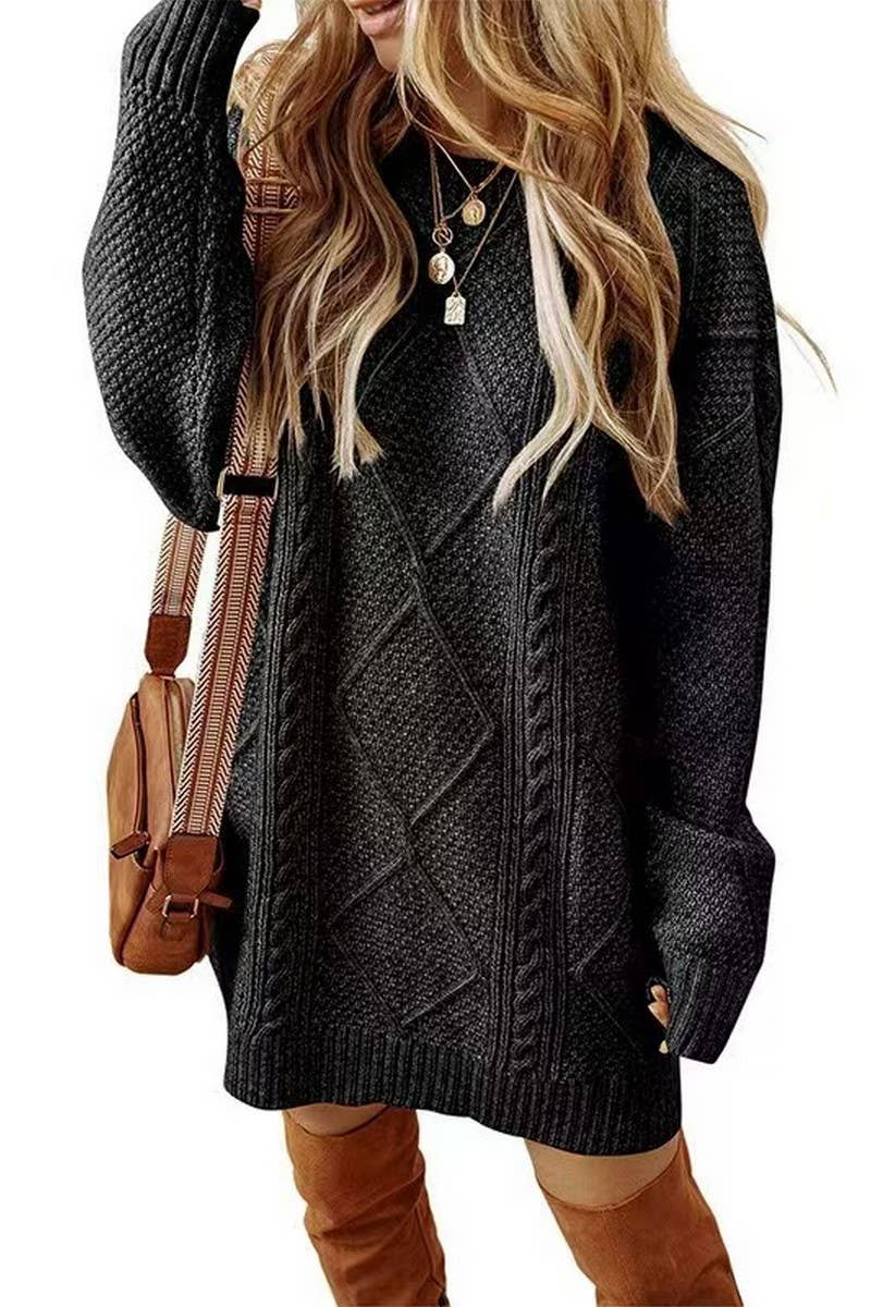 CWOSWL07654_COZY CHUNKY KNIT LONG SWEATER PULLOVER