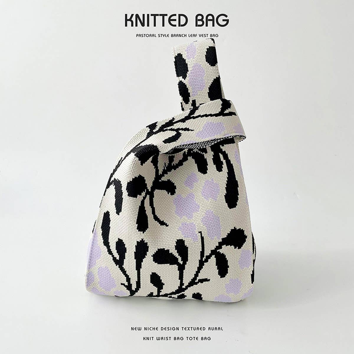 FLORAL LARGE CAPACITY KNITTED SHOULDER TOTE BAG_CWAB1517