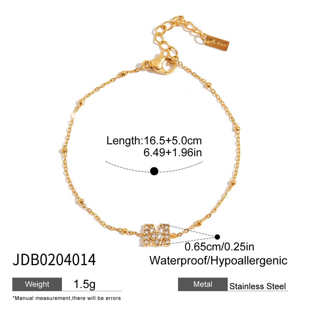 18K Gold Pink Zircon Round Chain Bracelet, Steel_CWAJE4678