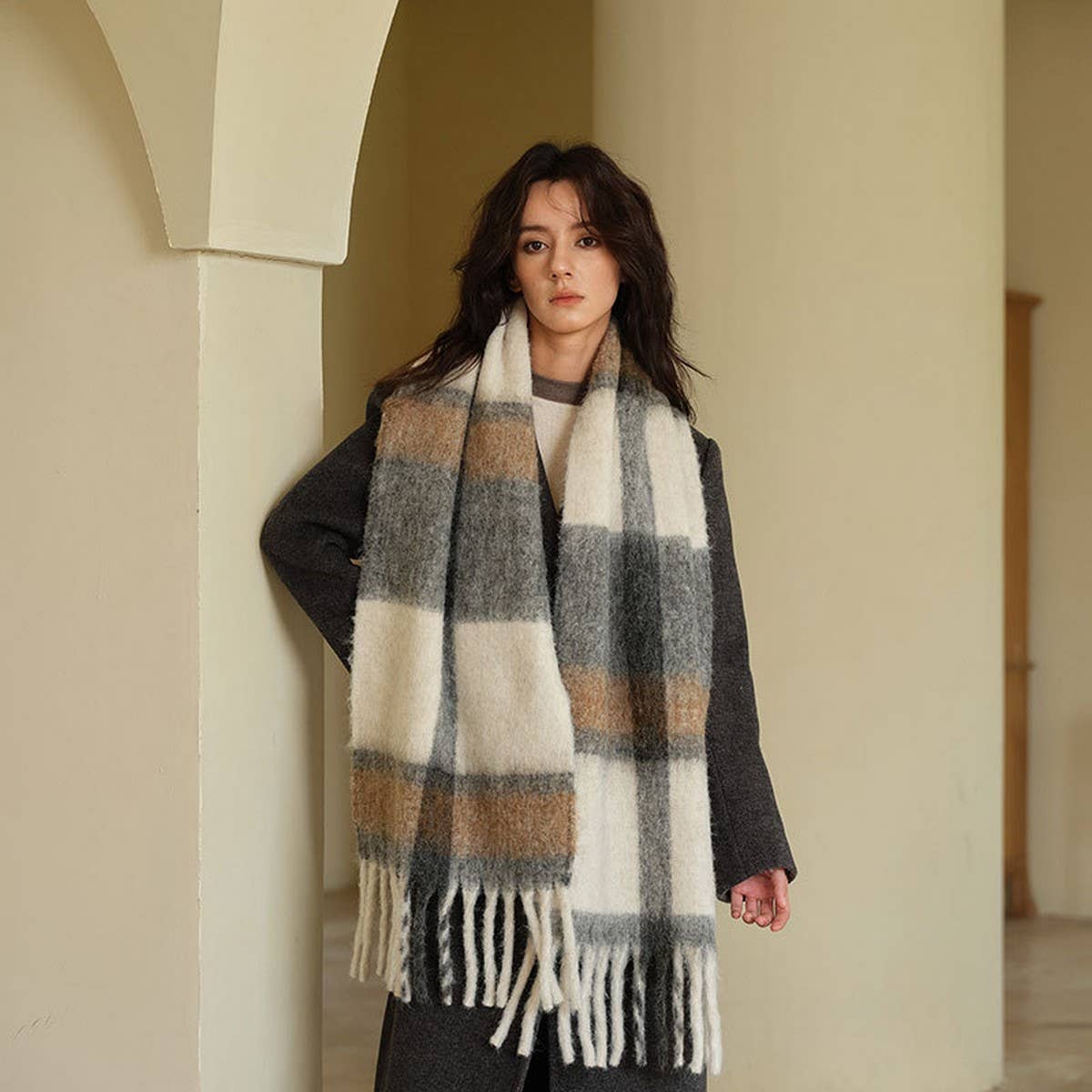 20% Wool Blend Faux Cashmere Scarf for Women_CWASC2371