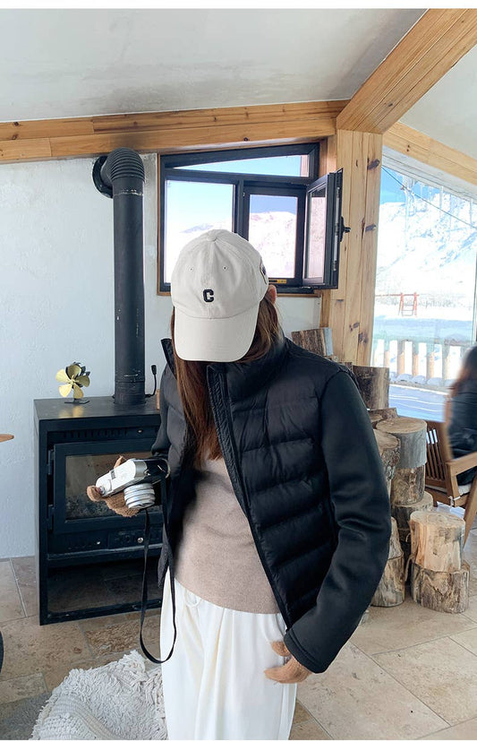 Slim short cotton jacket patchwork jacket