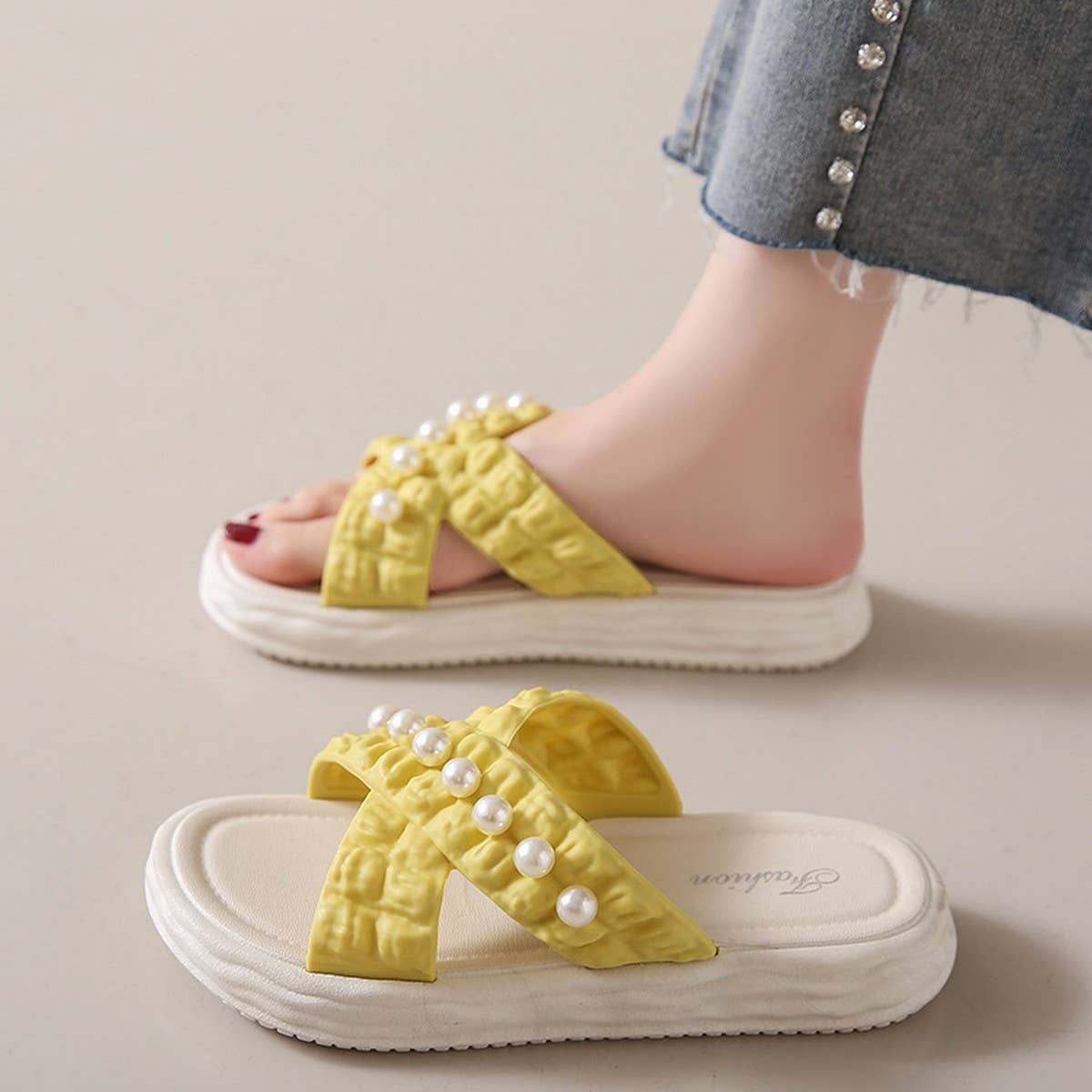 SUMMER BEACH SHOES PEARL CHAIN SANDALS_CWSHS0672