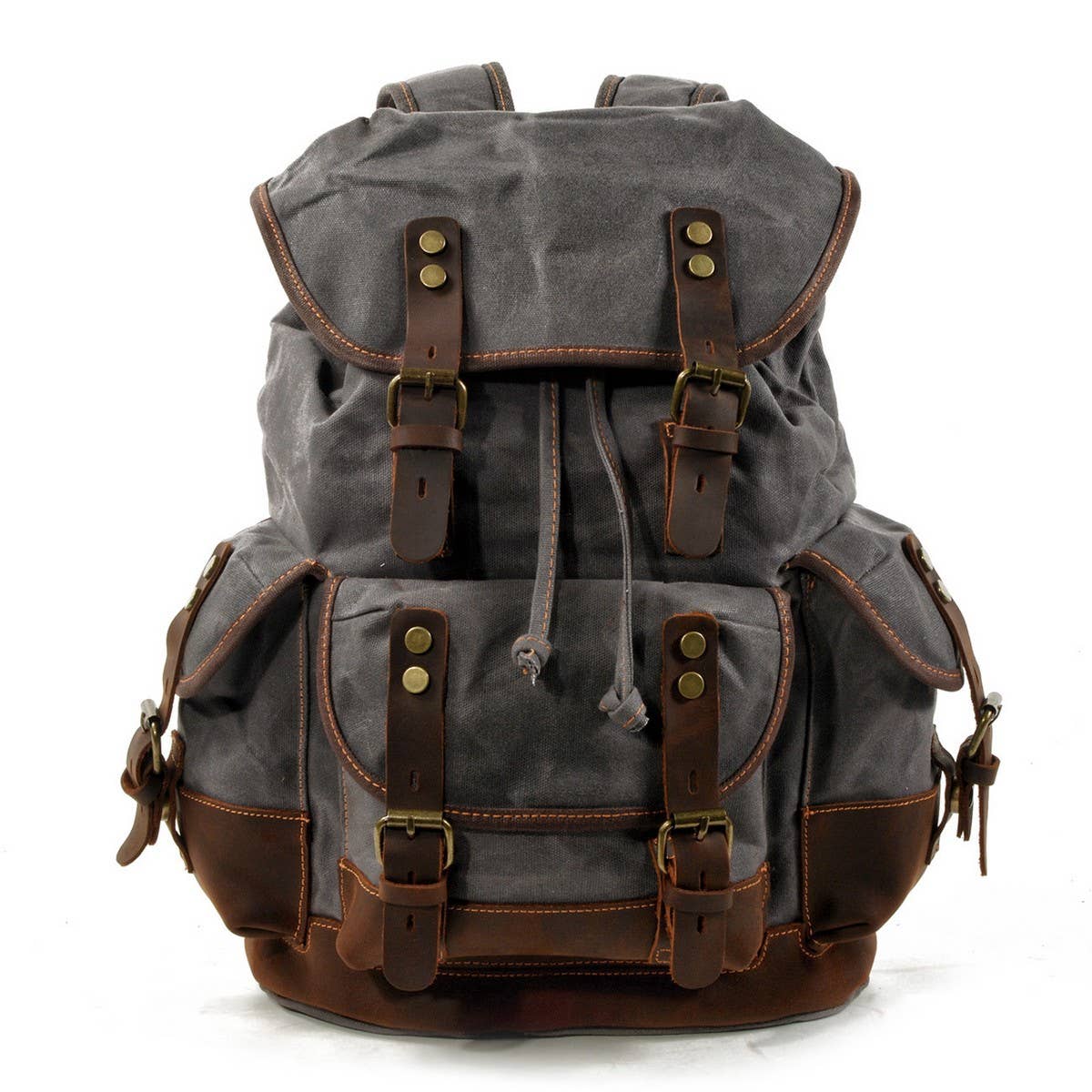 Canvas Leather Hiking Backpack for School & Travel_CWAB5518