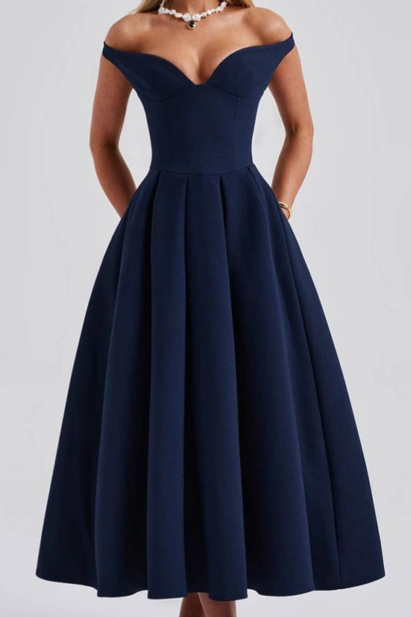 CWDMD5588_ELEGANT V NECK BACKLESS EVENING GOWN DRESS