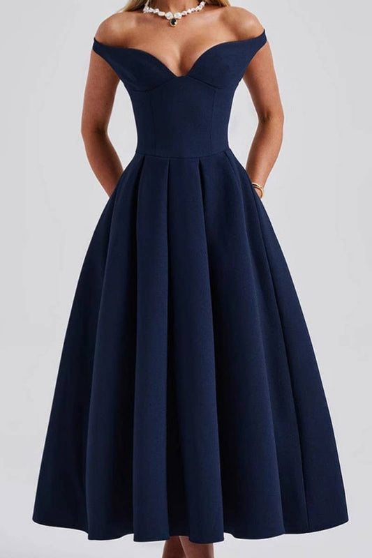 CWDMD5588_ELEGANT V NECK BACKLESS EVENING GOWN DRESS