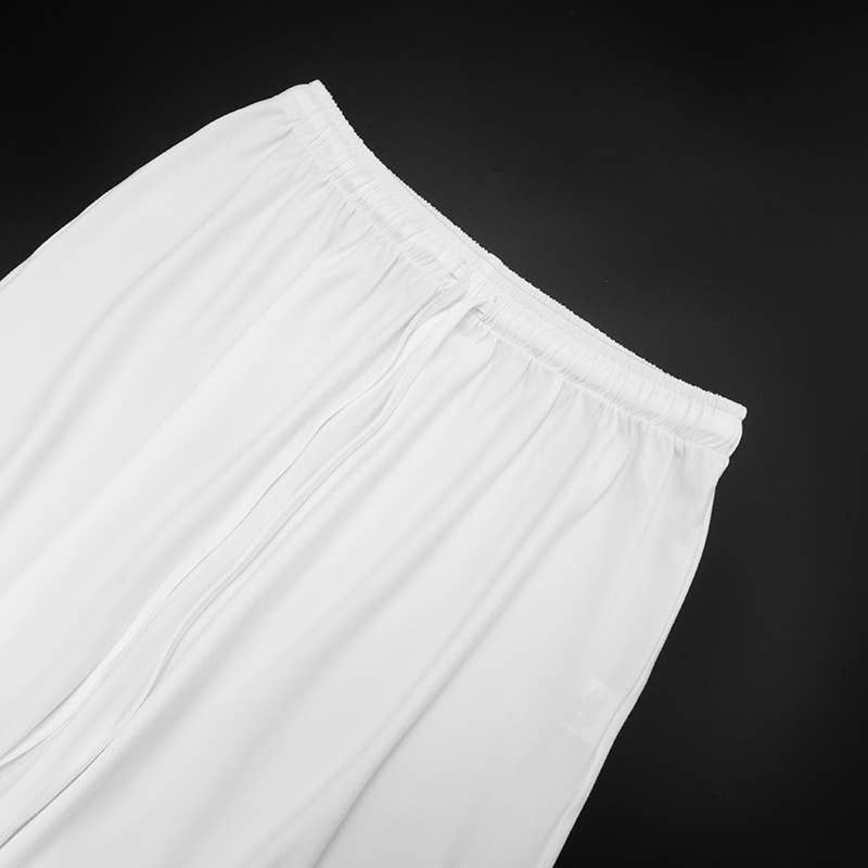 Round-neck solid crop top wide-leg pants set