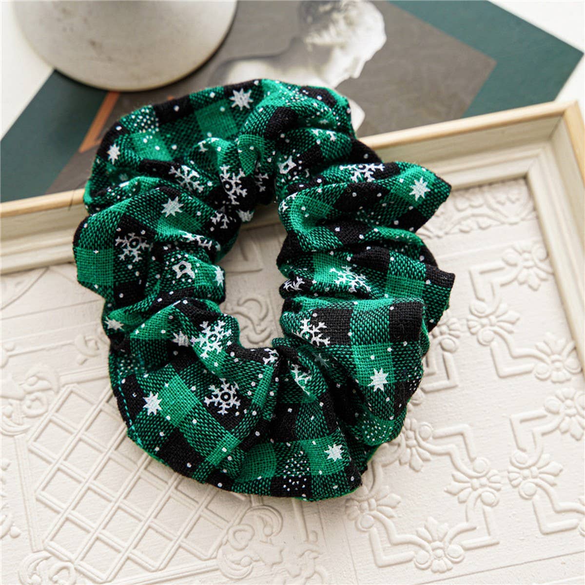 CHRISTMAS PLAID SIMPLE CRUMPLED HAIR BAND