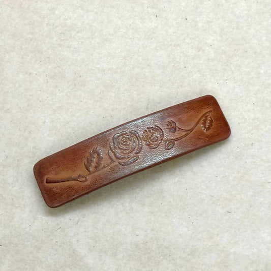 Rose Totem Carved Painted Faux Leather Hair Clip