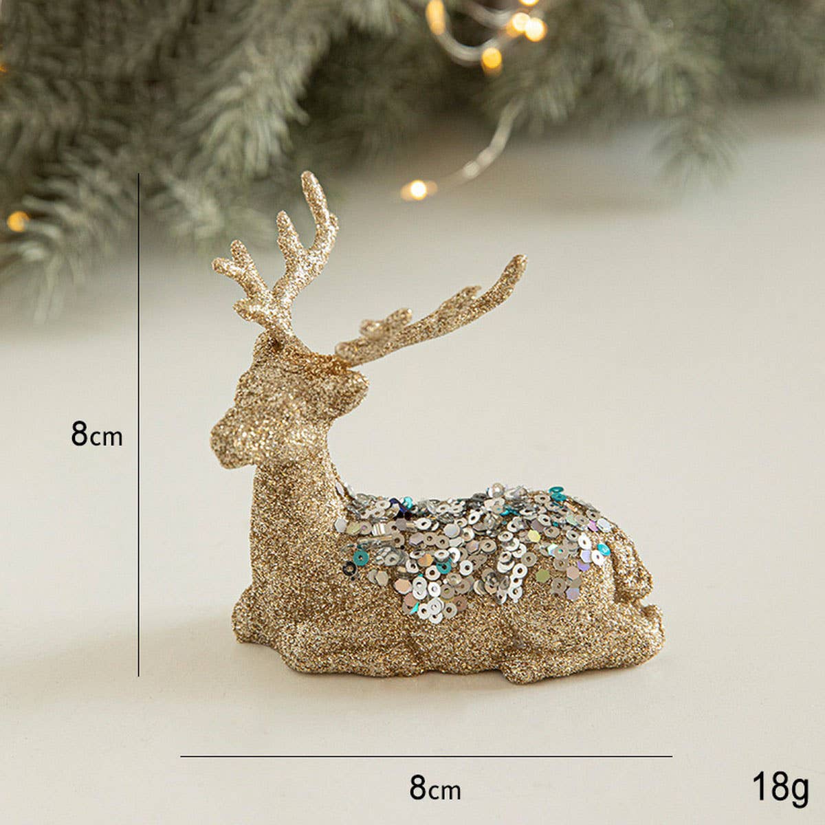 Gold Glitter Plastic Standing Reindeer Decor