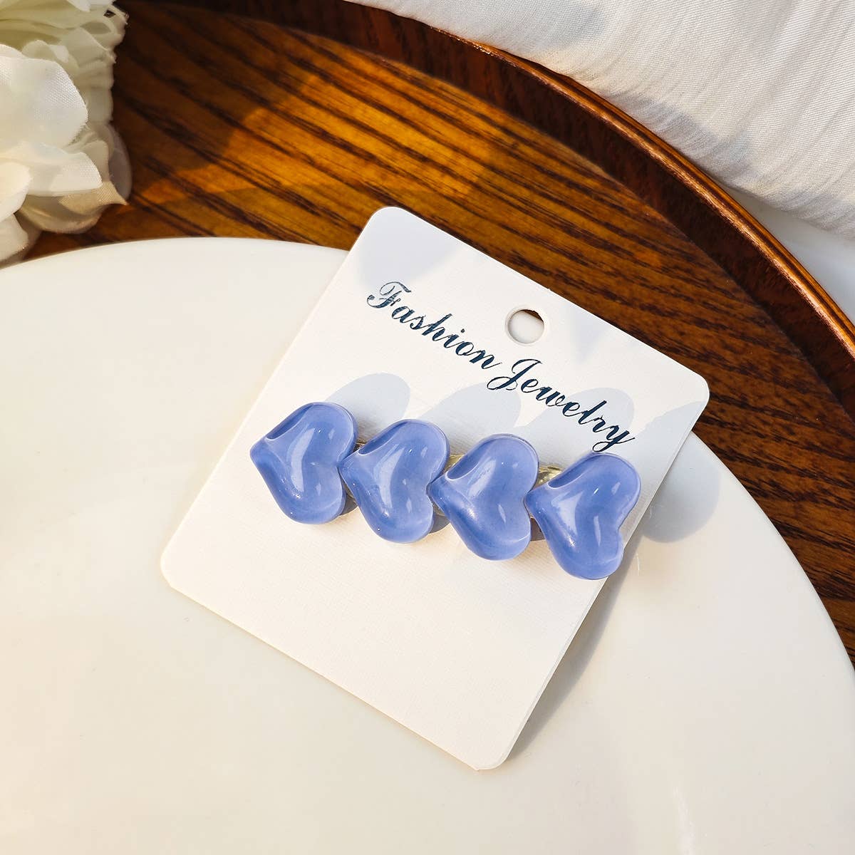 Colorful ice glitter pink heart-shaped hair clip