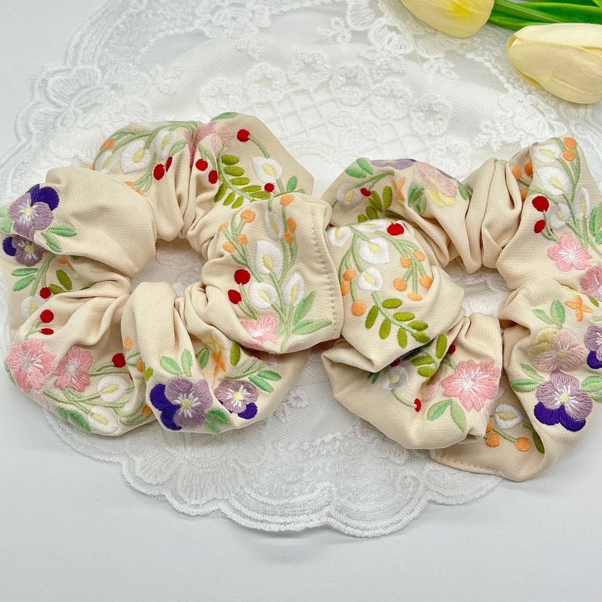 HEAVY FLOWER EMBROIDERY HEADBAND HAIR ACCESSORIES