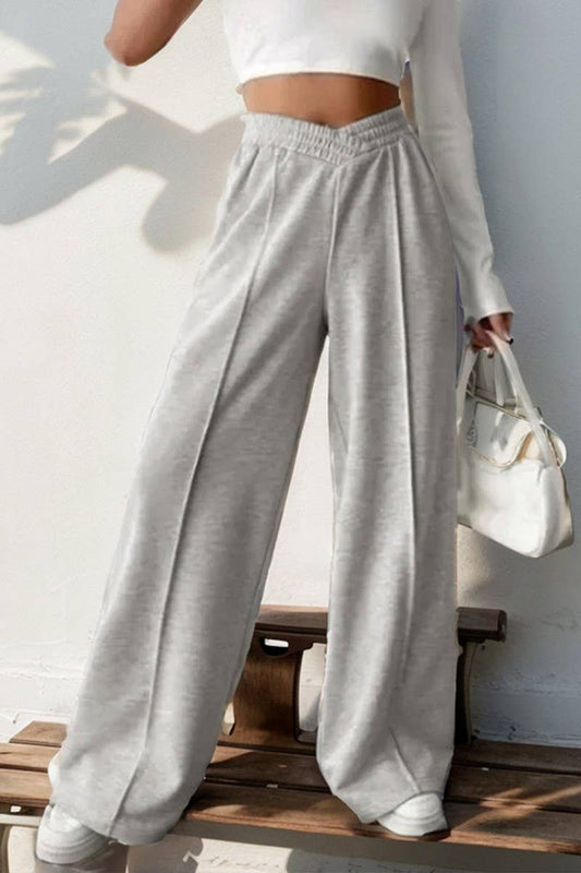 CWBLP0926_CASUAL ELASTIC HIGH WAIST WIDE LEG PANTS