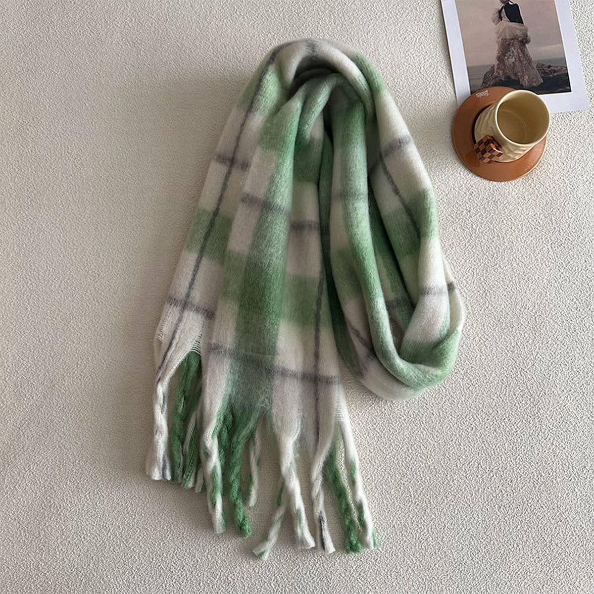 Designer Soft Plaid Faux Cashmere Scarf for Winter