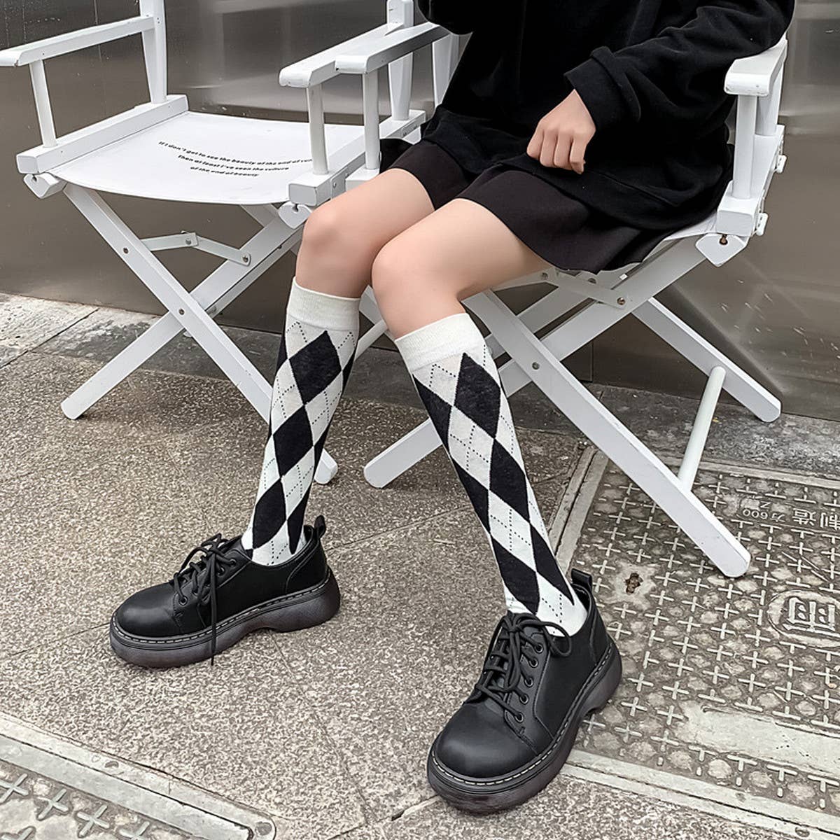 NEW LARGE DIAMOND RETRO MID-TUBE SOCKS