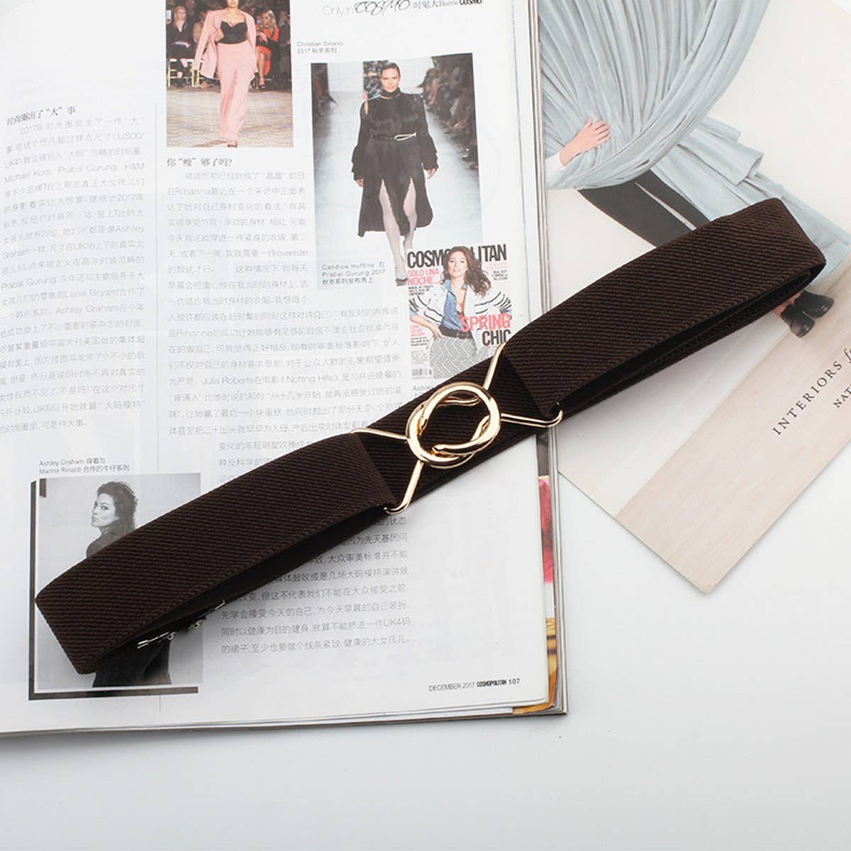 CWABE0549_PERFORATION FREE METAL ROUND BUCKLE ELASTIC BELT