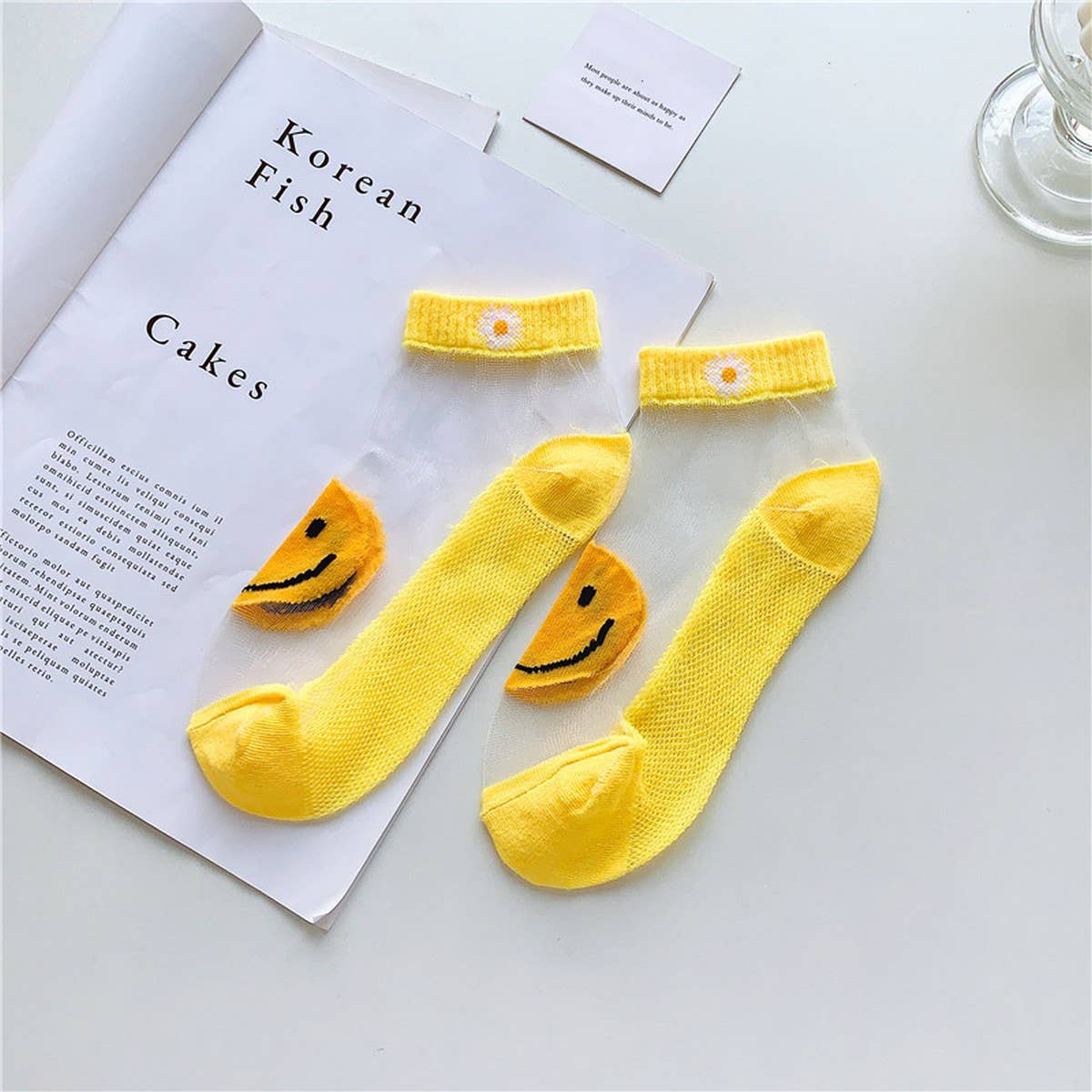 SUMMER DAISY GIRL LOW TOP THIN TRANSPARENT SOCKS_CWMS0401