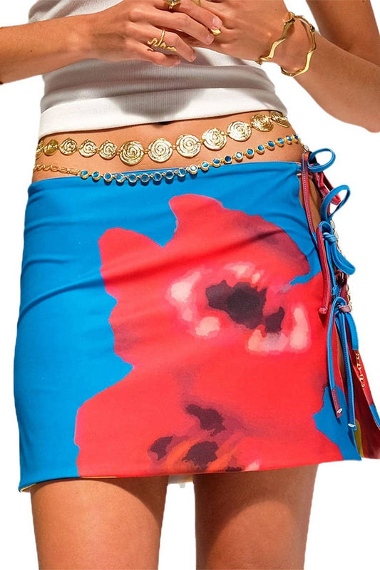 CWBSS0480_SEXY TIE WAIST PRINTED MINI SKIRT