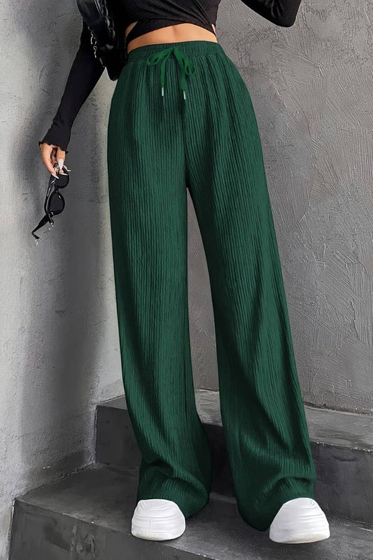 CWBLP1136_ELASTIC WAIST PINSTRIPE DRAWSTRING WIDE LEG PANTS
