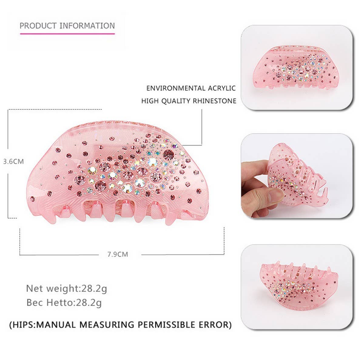 Rhinestone Hair Claw Clip for Ponytail Styling