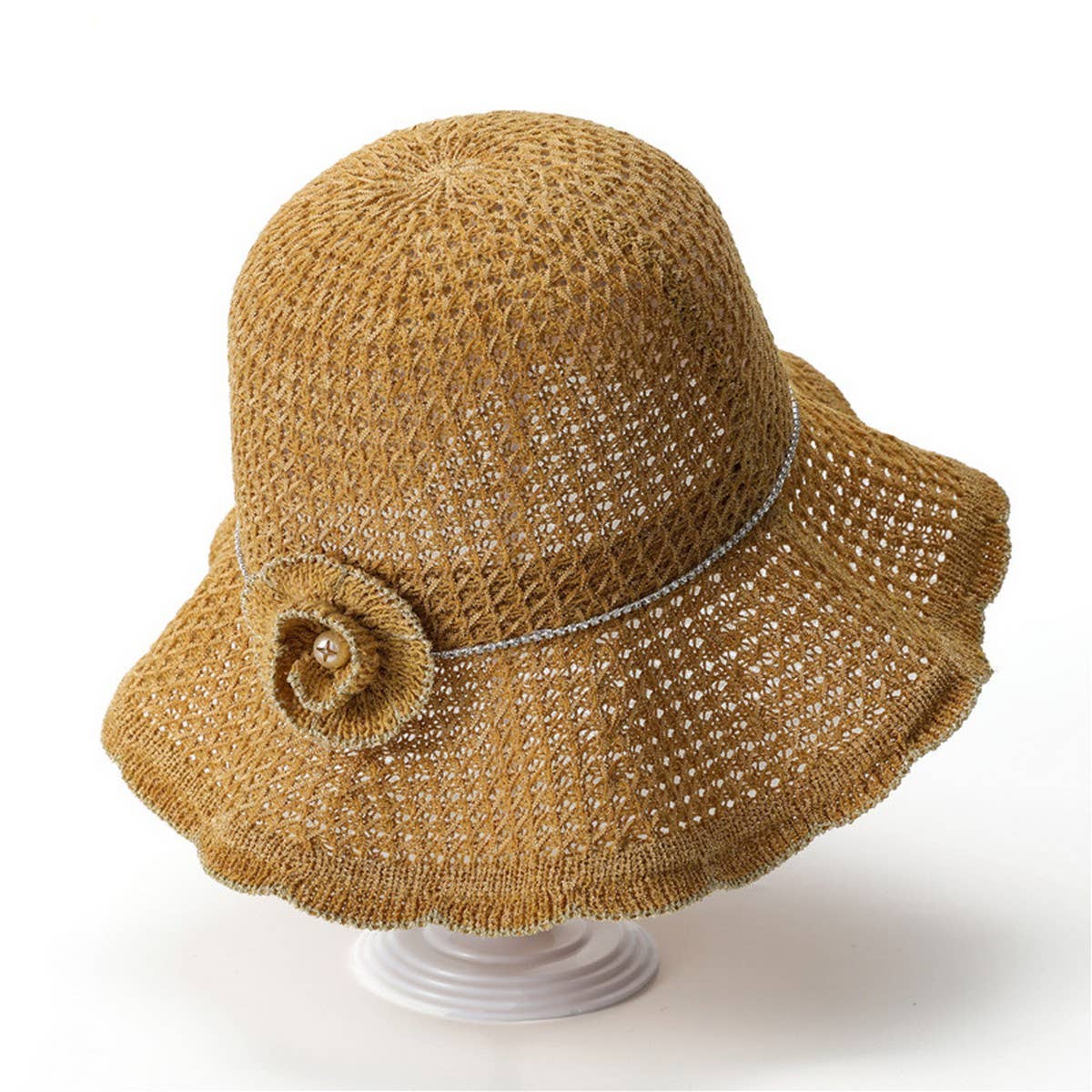 WAVY EDGE FLOWER HOLLOW SUNSHADE FISHERMAN HAT_CWAH1453