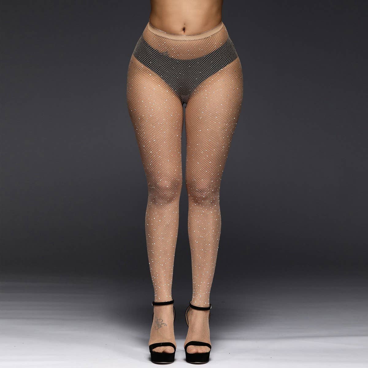 WOMEN SPARKLE RHINESTONE FISHNETS STOCKINGS