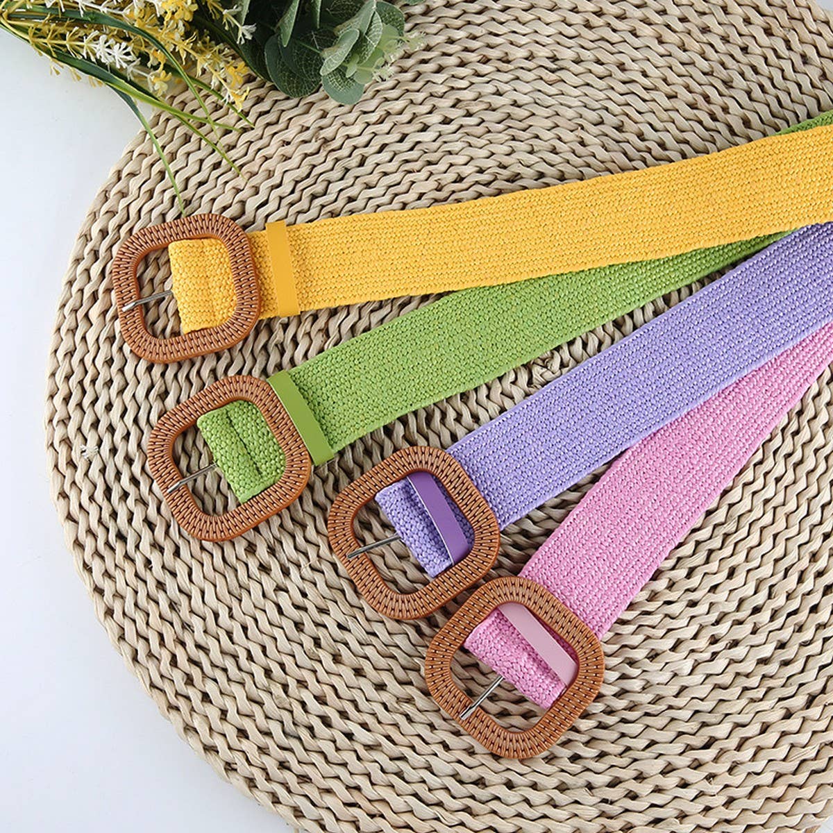 CWABE0545_VINTAGE BRAIDED SQUARE BUCKLE BELT