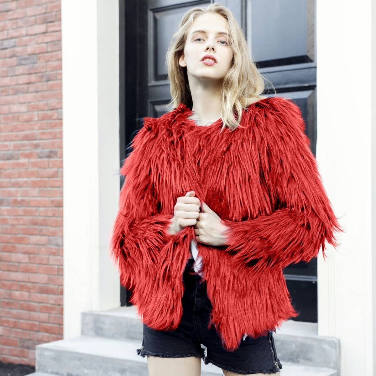 Women's Plus Size Fluffy Faux Fur Jacket