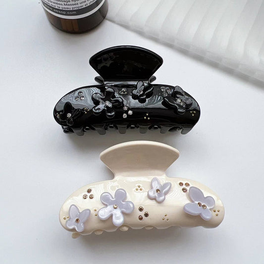 Rhinestone Flower Butterfly Hair Claw,Chic Sparkle_CWAHA1348