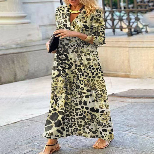 LEOPARD PRINT CASUAL PULLOVER STYLE DRESS