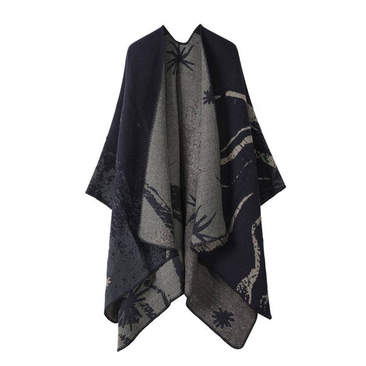 CAPE DARK DOUBLE-SIDED WARM OUTER WEAR THICK SHAWL_CWASC2120