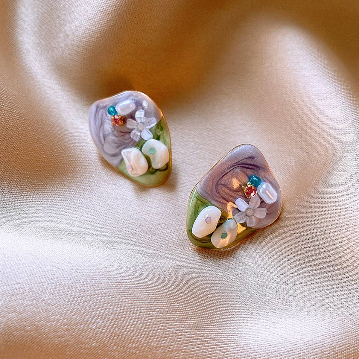 MONET GARDEN OIL PAINTING STYLE EARRINGS