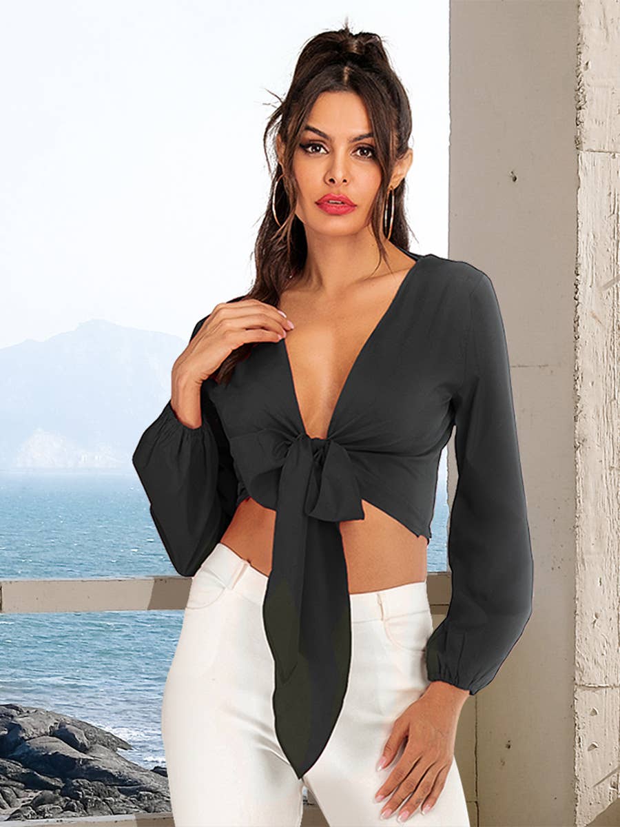 Short strapless solid-color sexy shirt