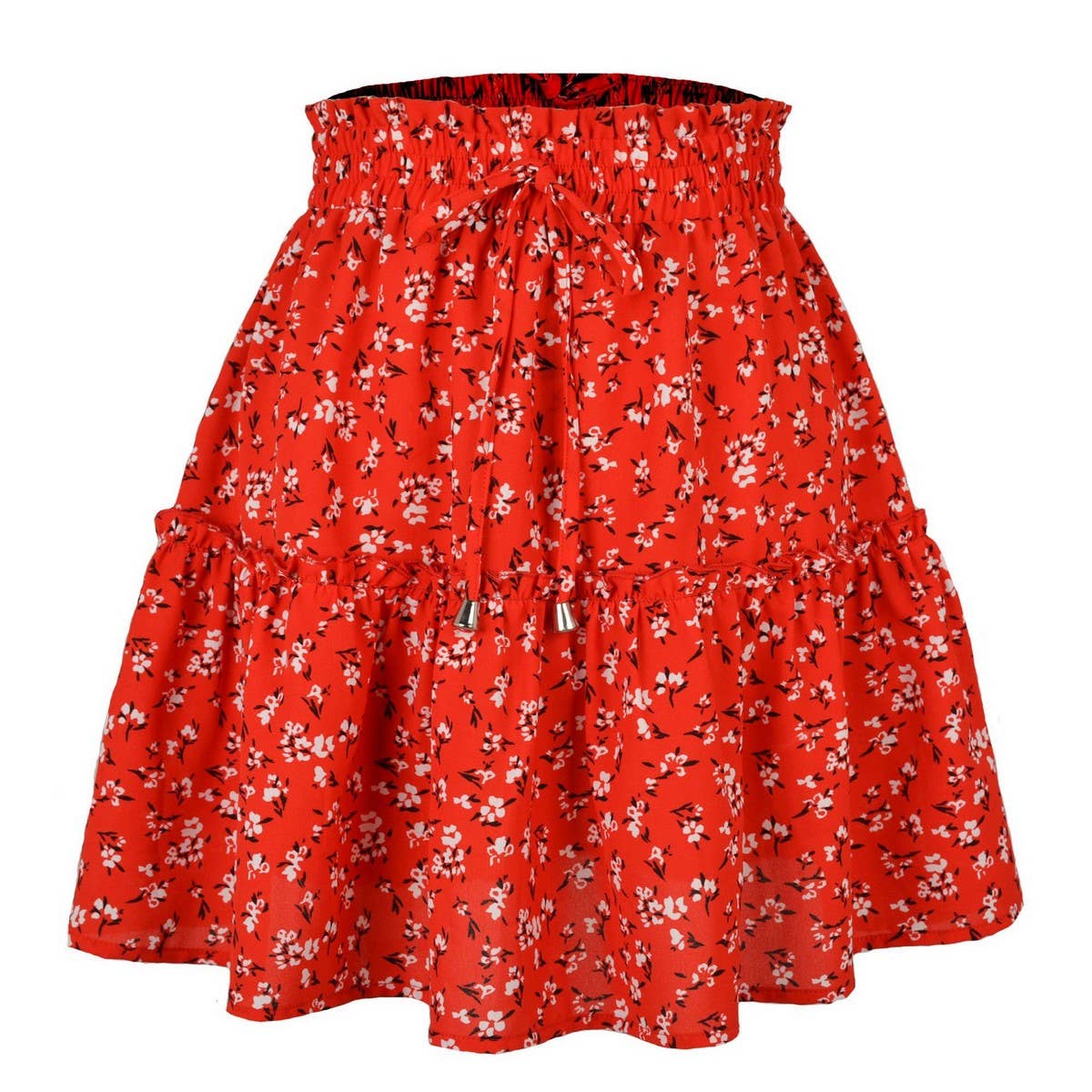 HIGH WAIST PRINTED SKIRT FLORAL SHORT SKIRT_CWAB4795