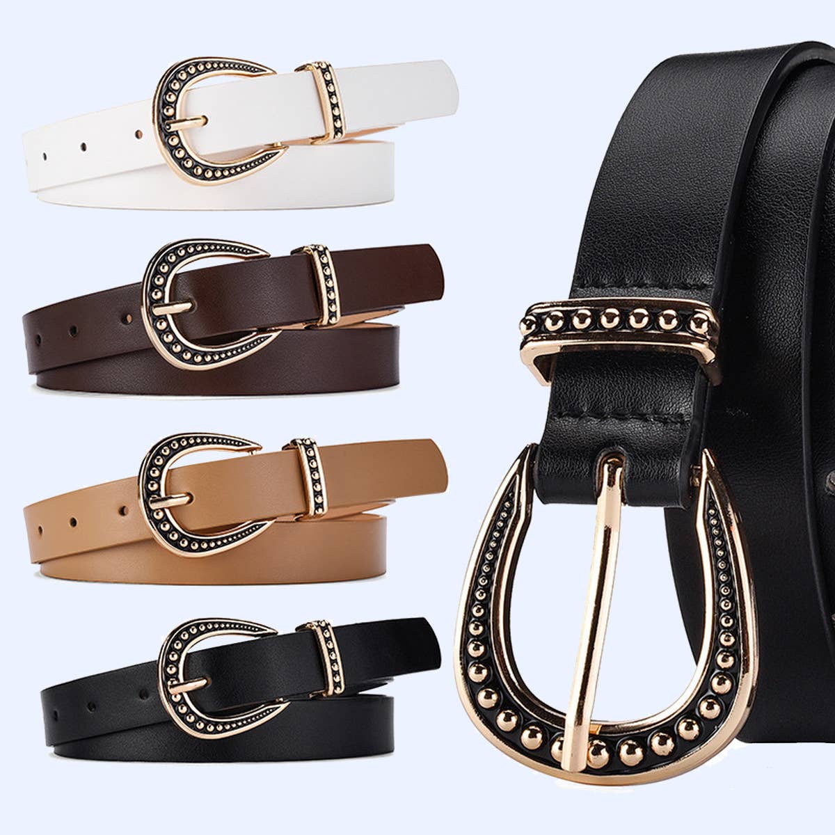 WOMEN SIMPLE SOLID COLOR PIN BUCKLE BELT_CWABE0358