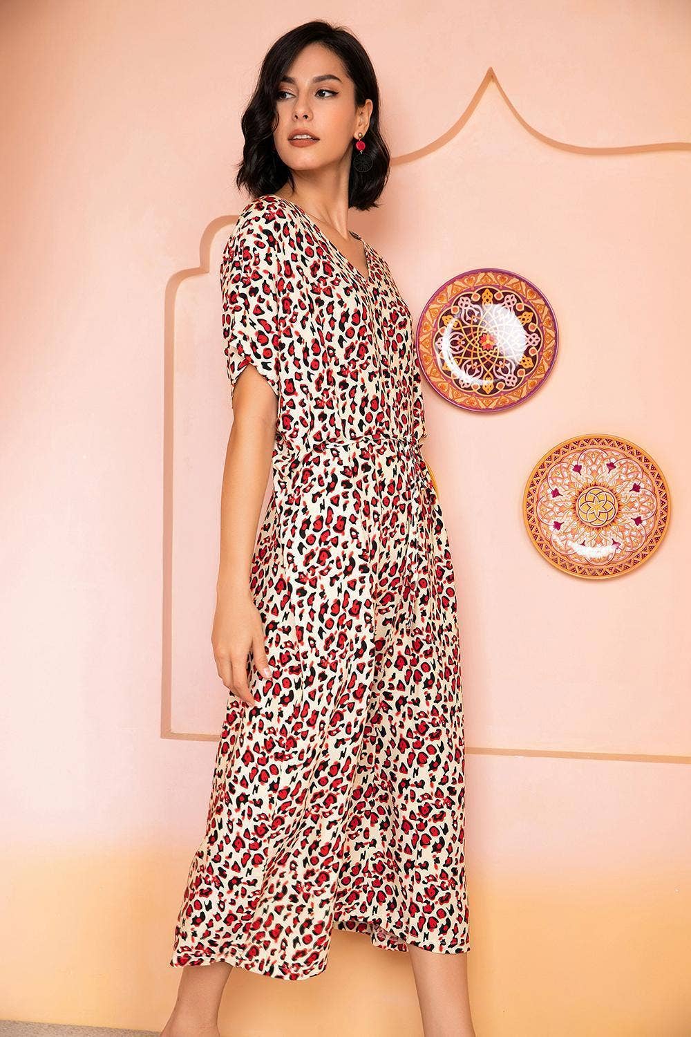 RAYON COTTON LONG FLORAL V-NECK NIGHTDRESS