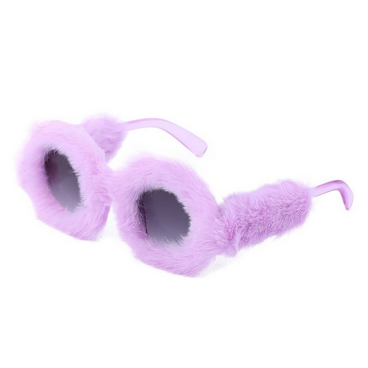 ROUND FRAME PLUSH FULL COVERAGE SUNGLASSES
