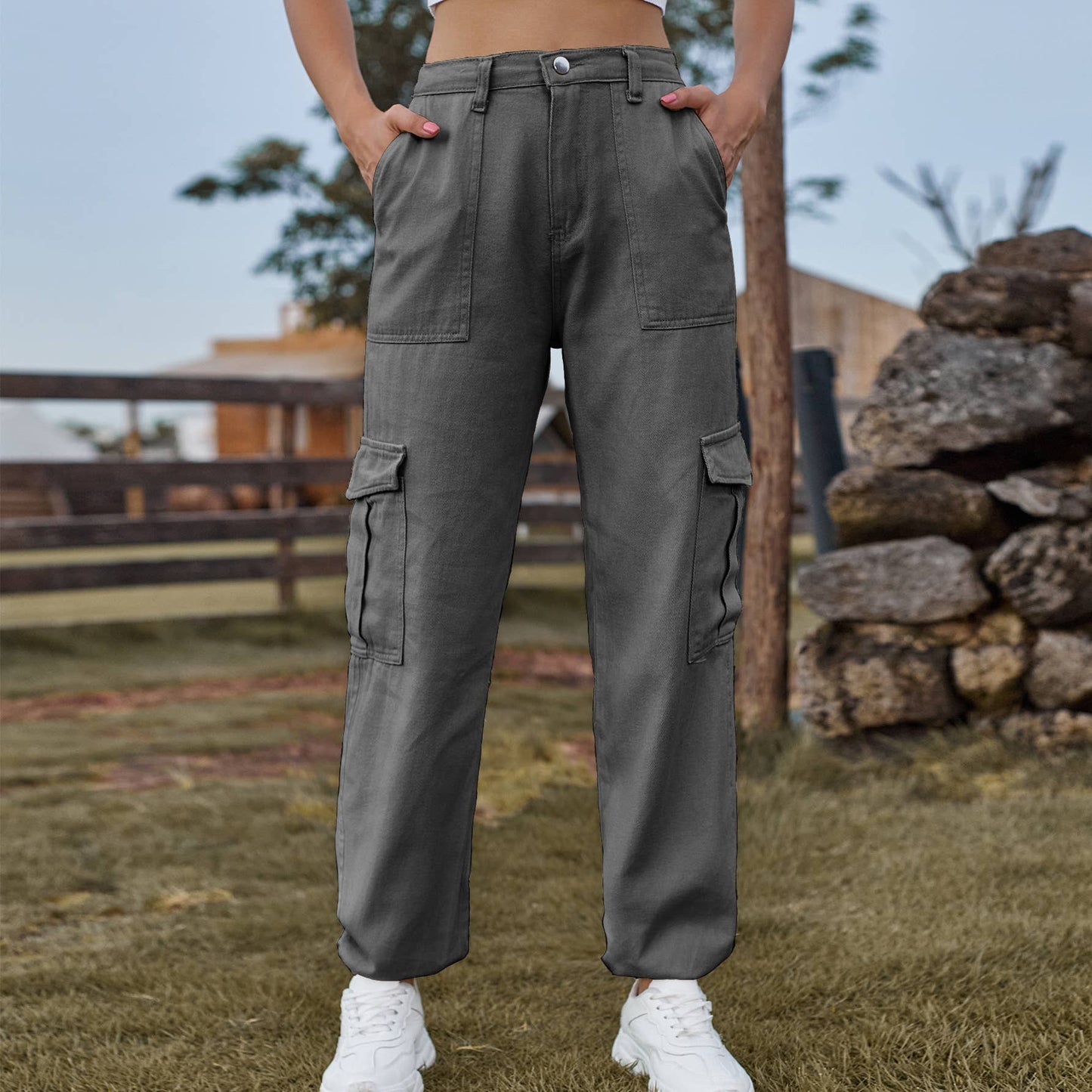 SEMI-ELASTIC PERSONALITY ALL-IN-ONE CARGO PANTS