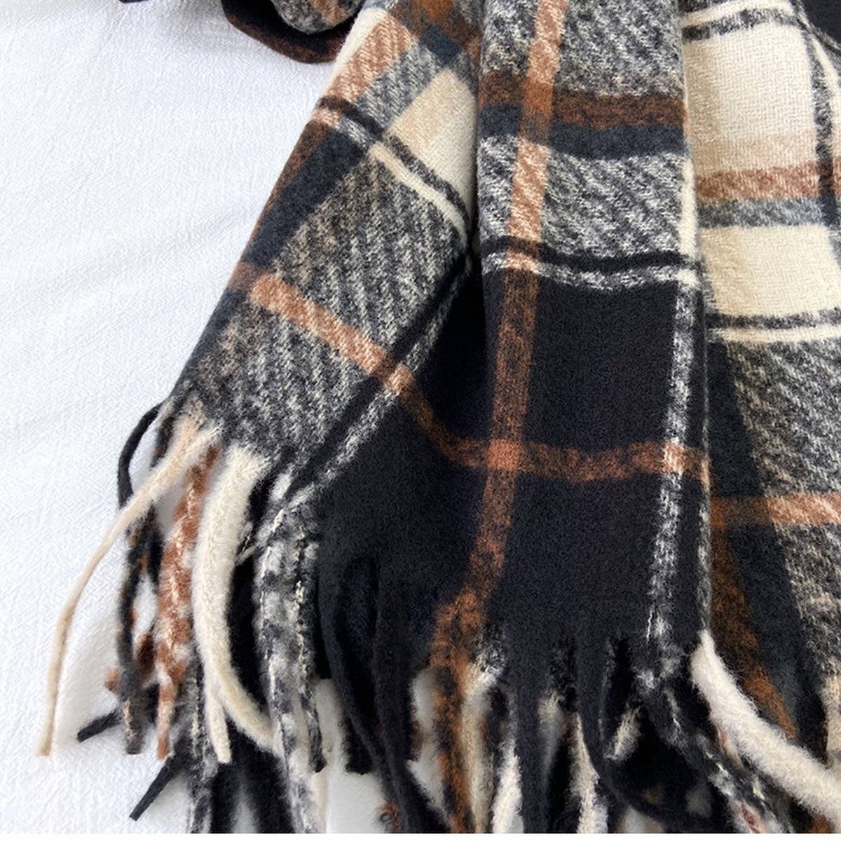 Plaid Thick Scarf ??Winter Warm Shawl with Tassels_CWASC1462