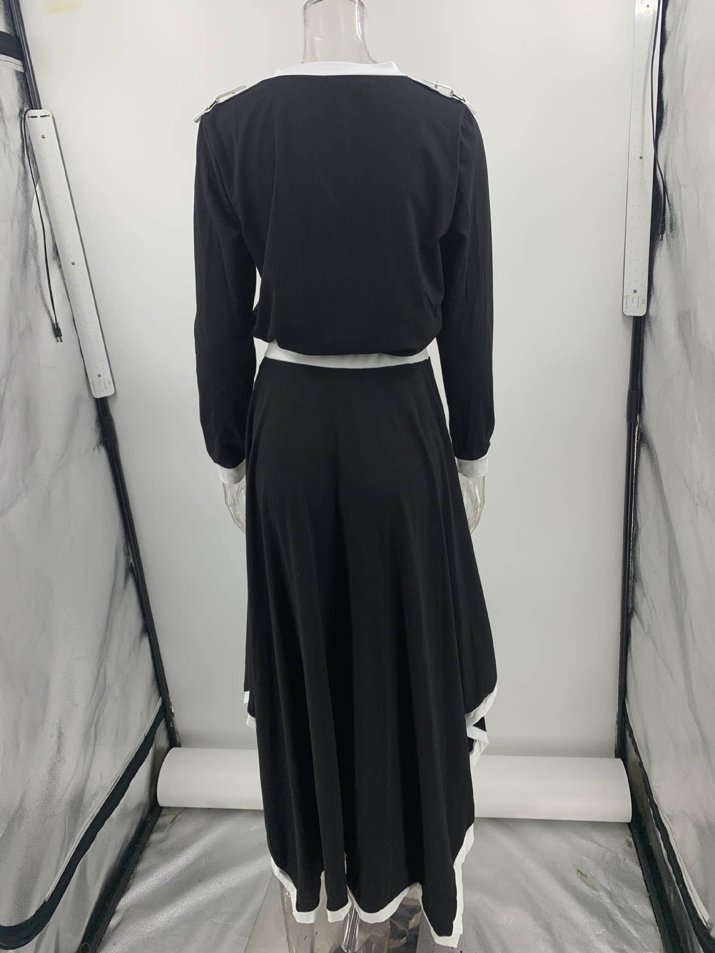 LONG SLEEVE IRREGULAR SOLID COLOR SKIRT SET