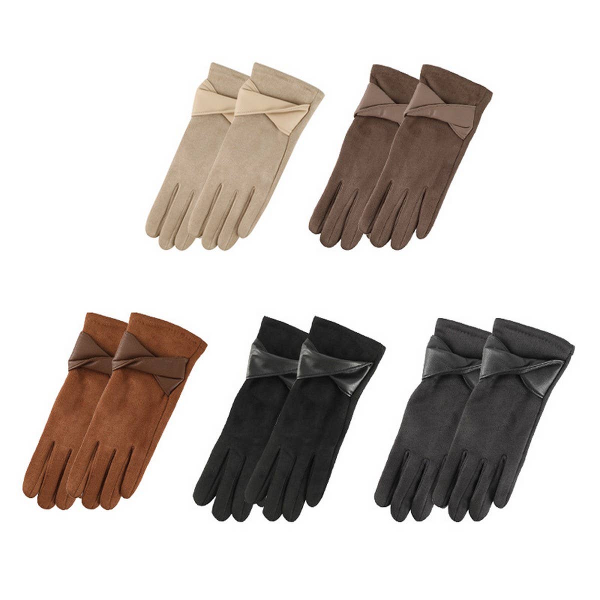 Bow Suede Gloves ??Touchscreen Warm Winter Design_CWMM2883