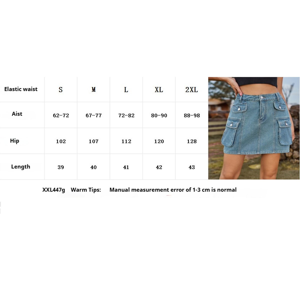 Washed Denim Mini Skirt Women Cargo Style